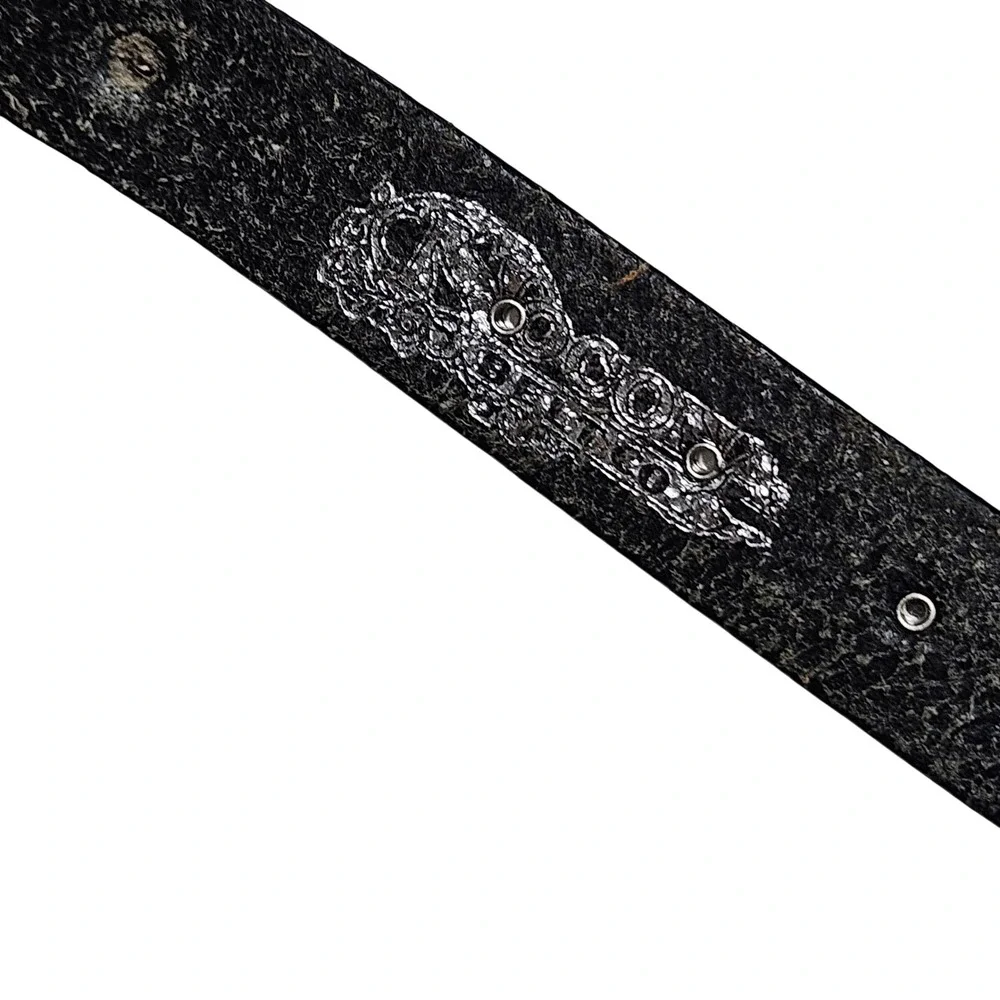Kids Nocona‎ Black Genuine Leather Western Studded Rhinestone Belt Buckle 22